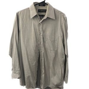 Joseph & Lyman Long Sleeve Twill Dress Shirt, Men's Size 15 (32/33), Gray